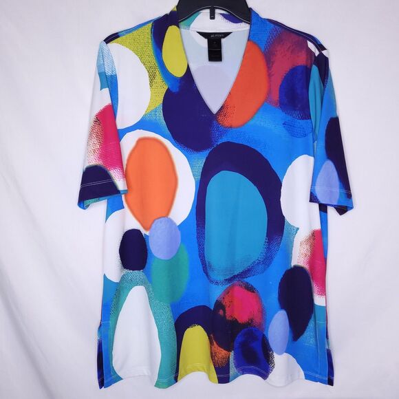Ali Miles Top Medium Colorful Artsy Abstract Funky 60s - Picture 1 of 11